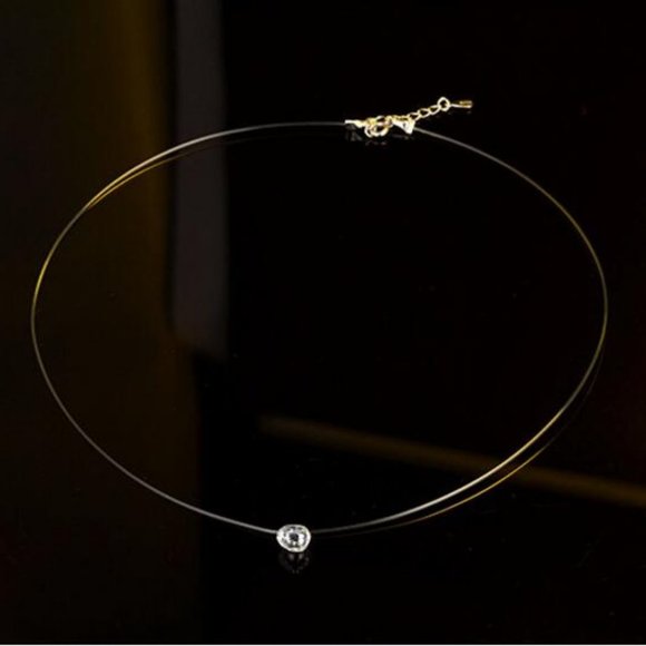 NEW 2CT Solitaire Diamond Invisible Chain Necklace - Picture 4 of 8